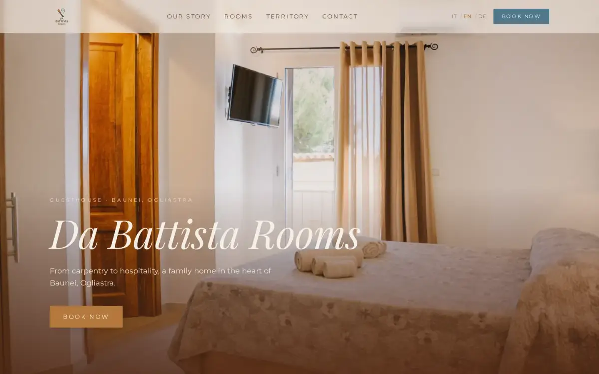 Schermata desktop del sito Da Battista Rooms realizzato da LS Agency