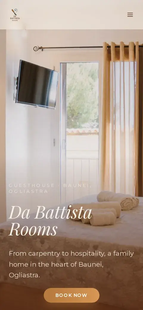Schermata mobile del sito Da Battista Rooms