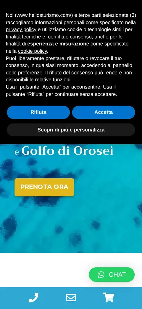 Schermata mobile del sito Helios Turismo
