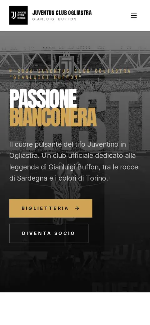 Schermata mobile del sito Juventus Club Ogliastra