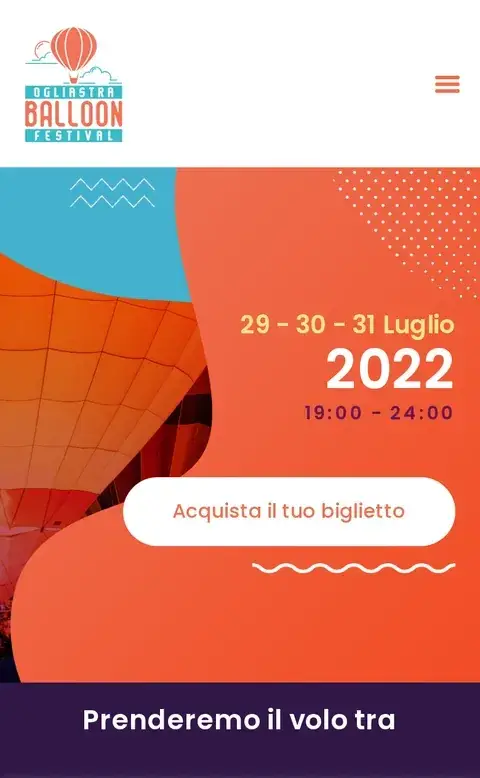 Schermata mobile del sito Ogliastra Balloon Festival